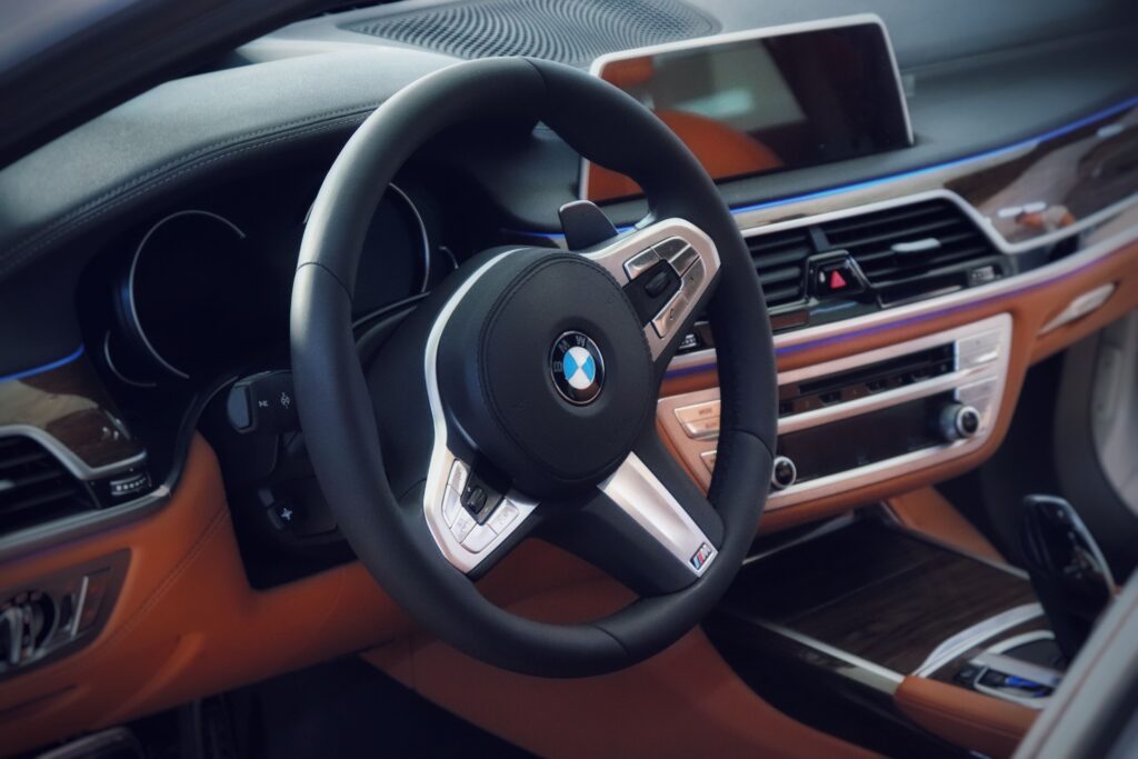 Inside of a BMW car interior.