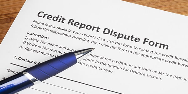 credit report dispute form